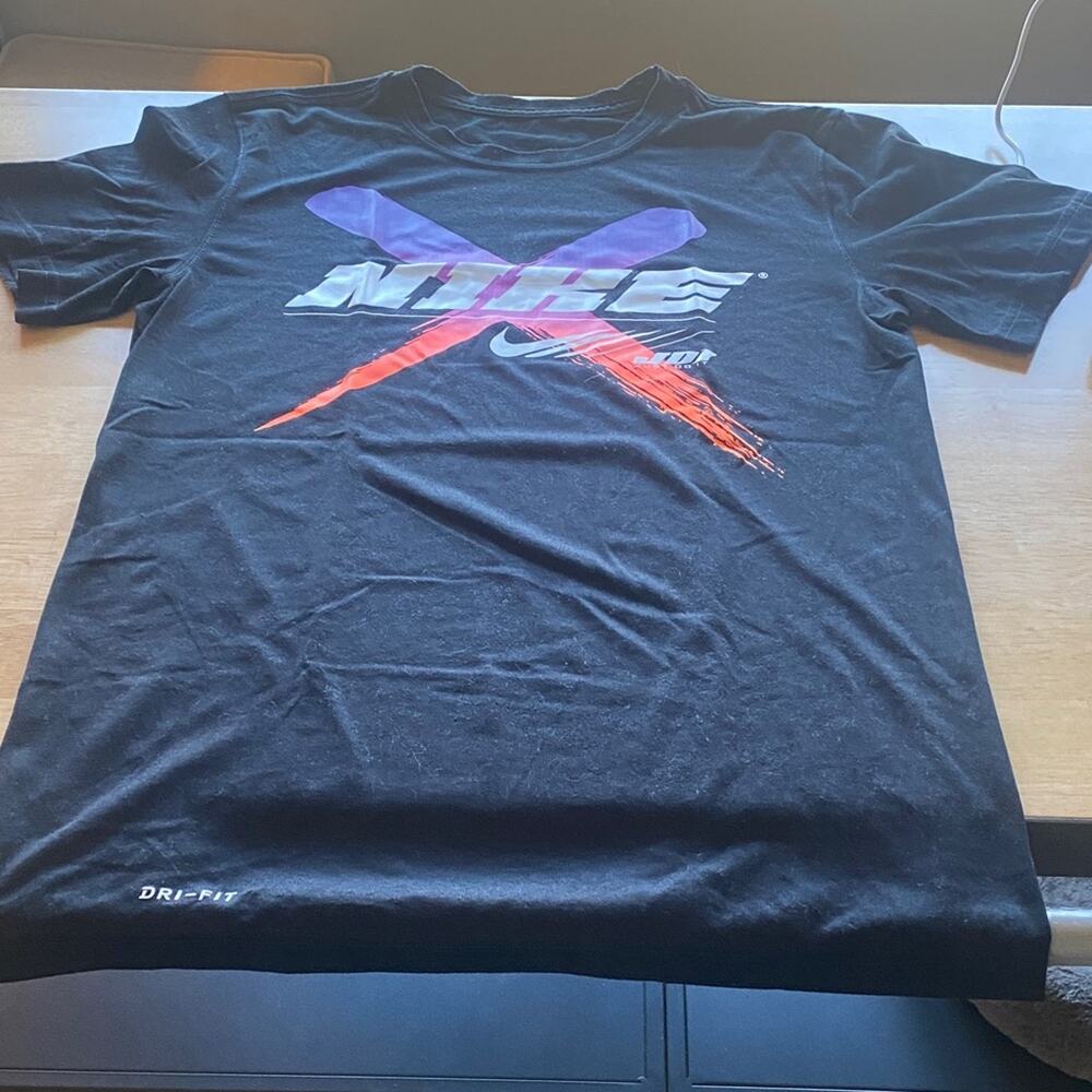 Nike Black Short Sleeve Tee with Purple and Red Graphic